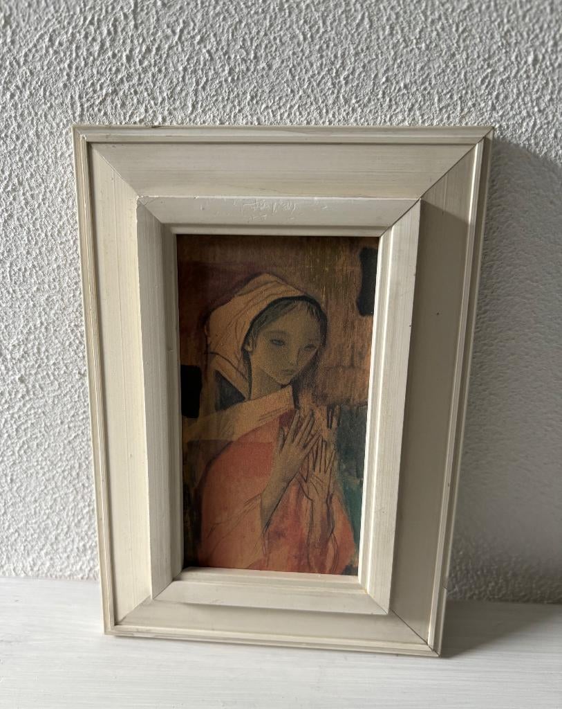 Vintage Klein Lijstje Vrouw 18 cm, Antiek en Kunst, Ophalen of Verzenden