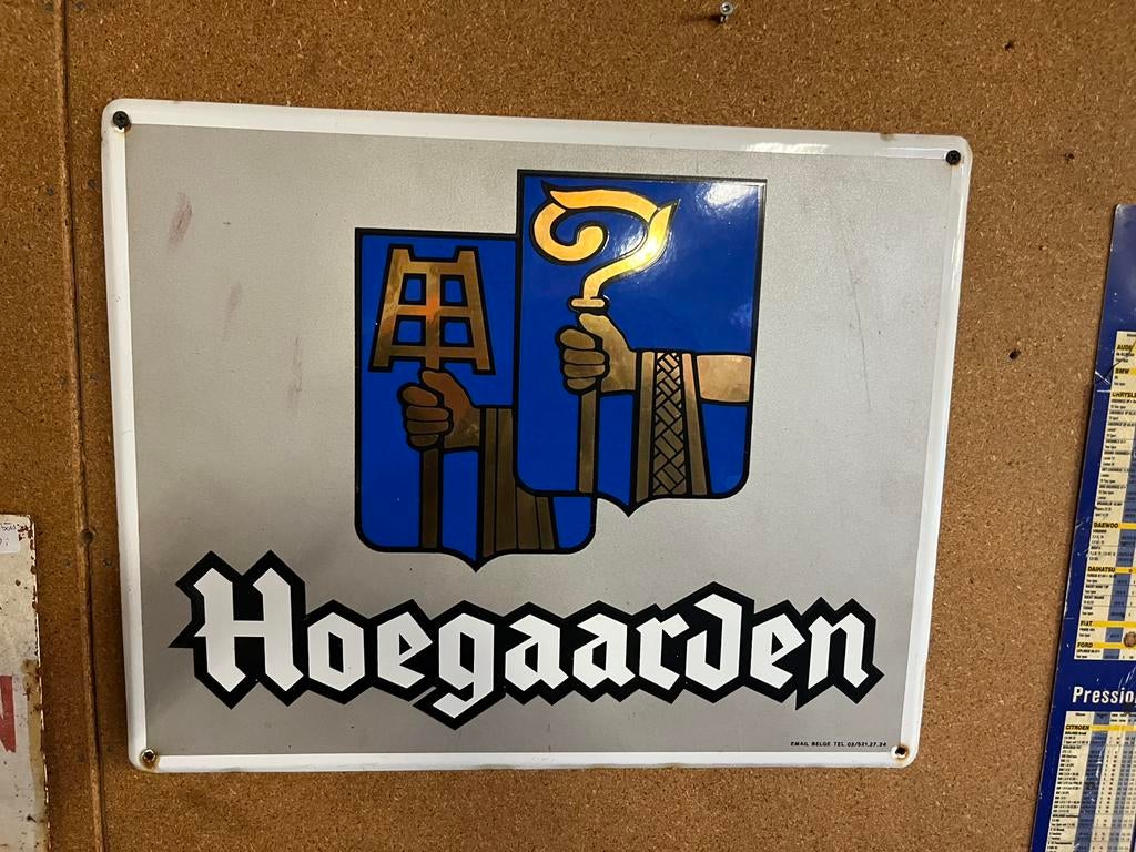 Hoegaarden bier emaille reclamebord Emaillerie Belge, Reclamebord, Ophalen of Verzenden, Zo goed als nieuw, X