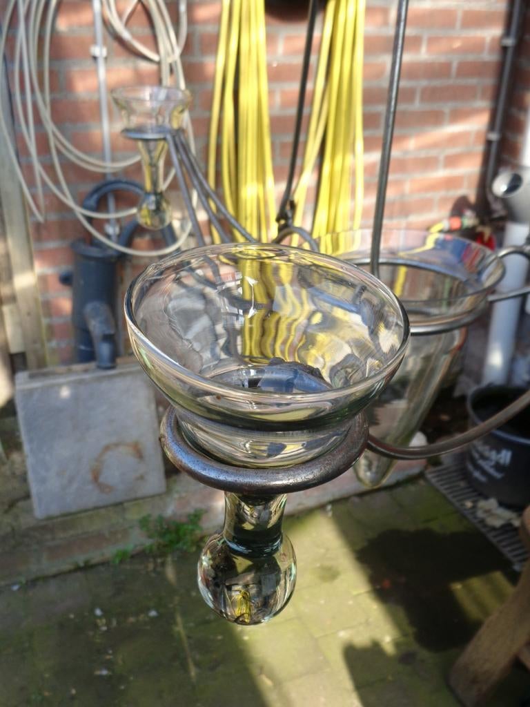 Mooi ijzer/glas kars houder, Ophalen, Zo goed als nieuw
