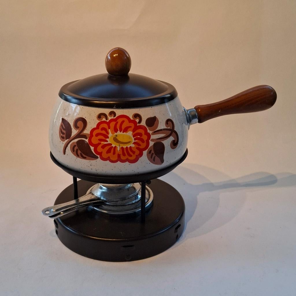 Vintage Retro Geëmailleerd Fonduestel, Ophalen of Verzenden, Huis en Inrichting