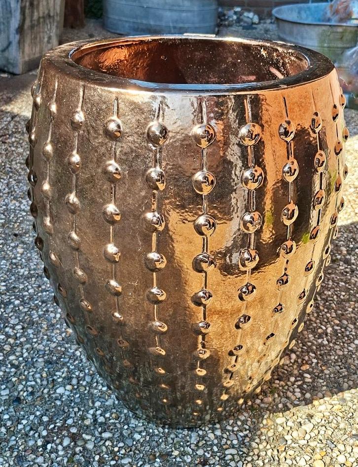 Laos goud/brons kleurige vaas, Huis en Inrichting, Woonaccessoires | Vazen, Gebruikt, Overige kleuren, 50 tot 75 cm, Aardewerk of Porselein