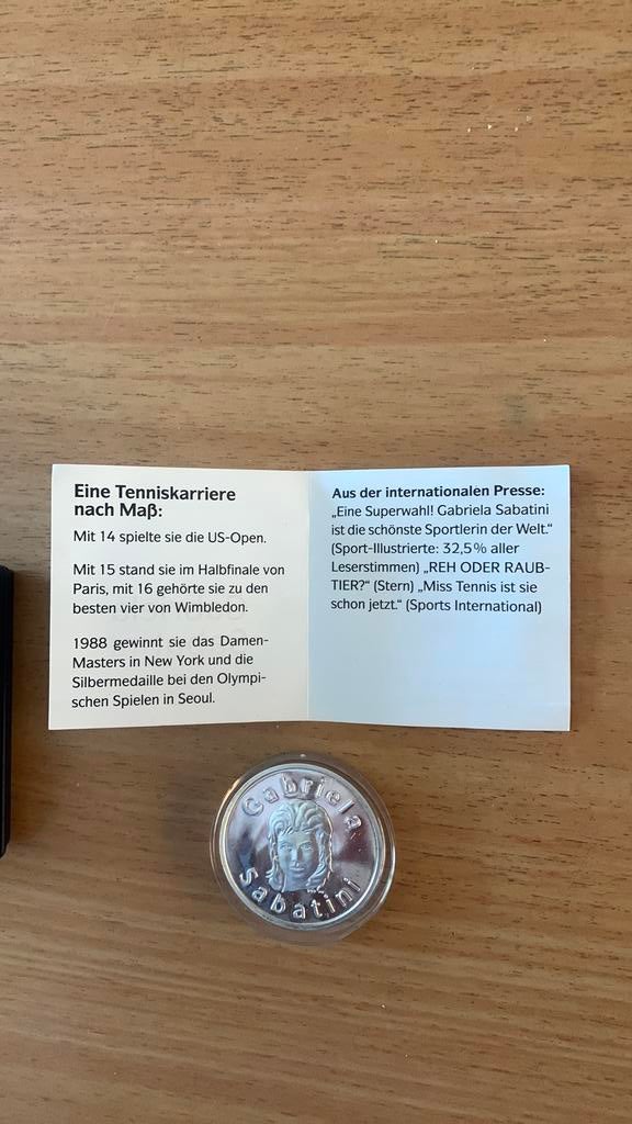 Zilveren penning Gabriela Sabatini, Ophalen, Zilver