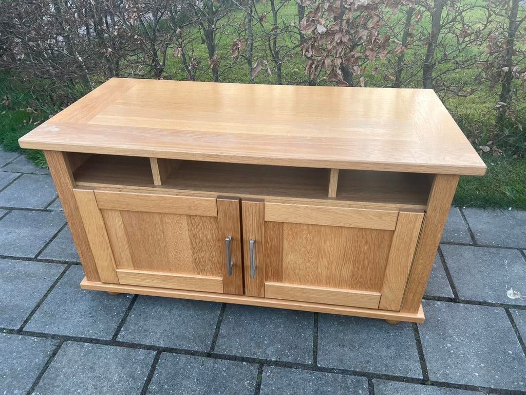 Te Koop : Blank Eiken Televisie Meubel TV Kast Hout Export, Ophalen, Gebruikt, 100 tot 150 cm, Eikenhout