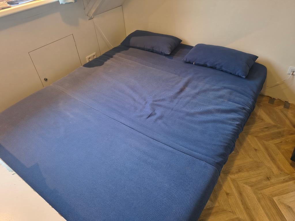 Slaapbank 160 x 200 2 persoons, Ophalen, Grijs, Tweepersoons, Zo goed als nieuw