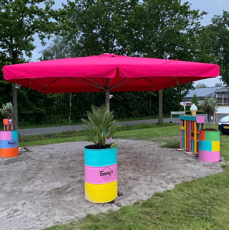 Parasols 4 bij 4, Tuin en Terras, Parasols, Ophalen, Gebruikt, Meer dan 4 meter, Overige typen