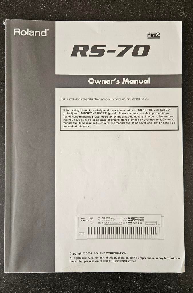 Gebruiksaanwijzing Roland RS-70 Synthesizer Handleiding, Ophalen of Verzenden, Gebruikt, Overige aantallen, Roland