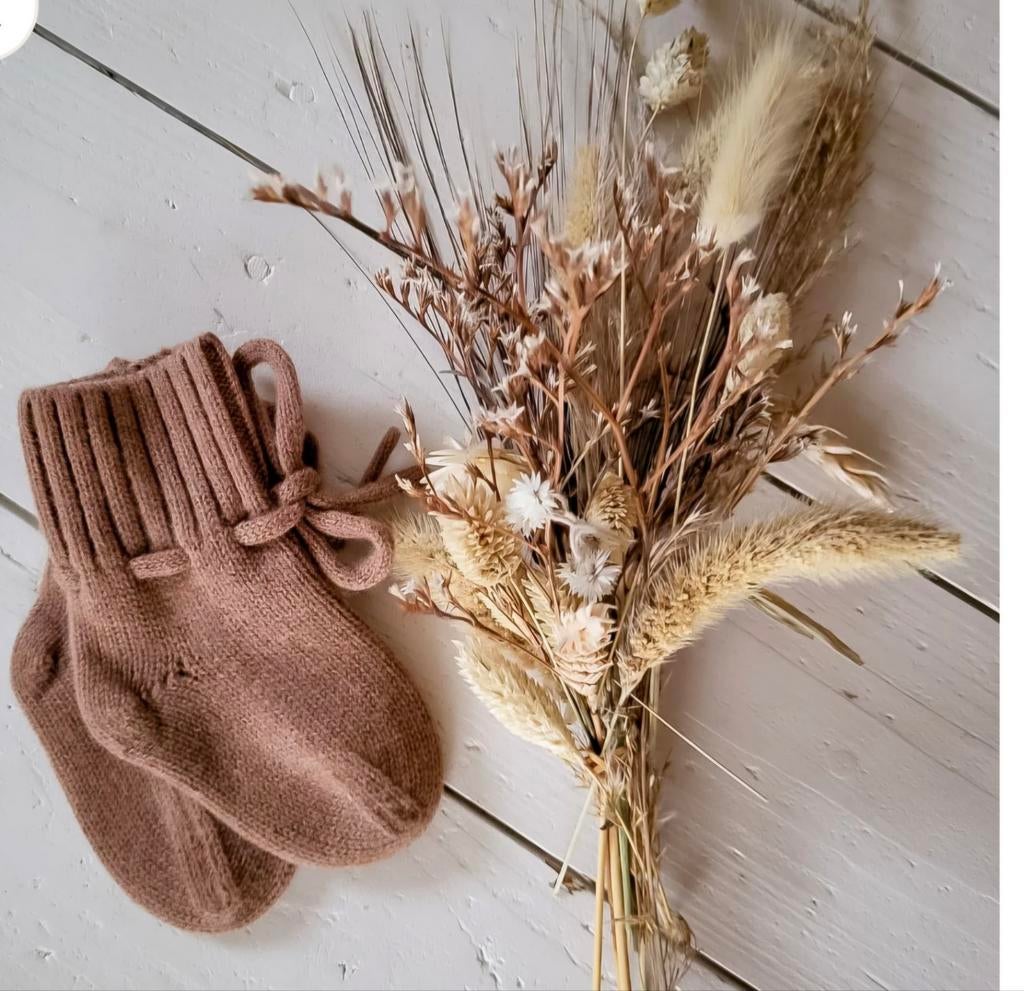 Petit noé merino wollen babysokjes/slofjes - Bruin, Kinderen en Baby's, Babykleding | Schoentjes en Sokjes, Jongetje of Meisje