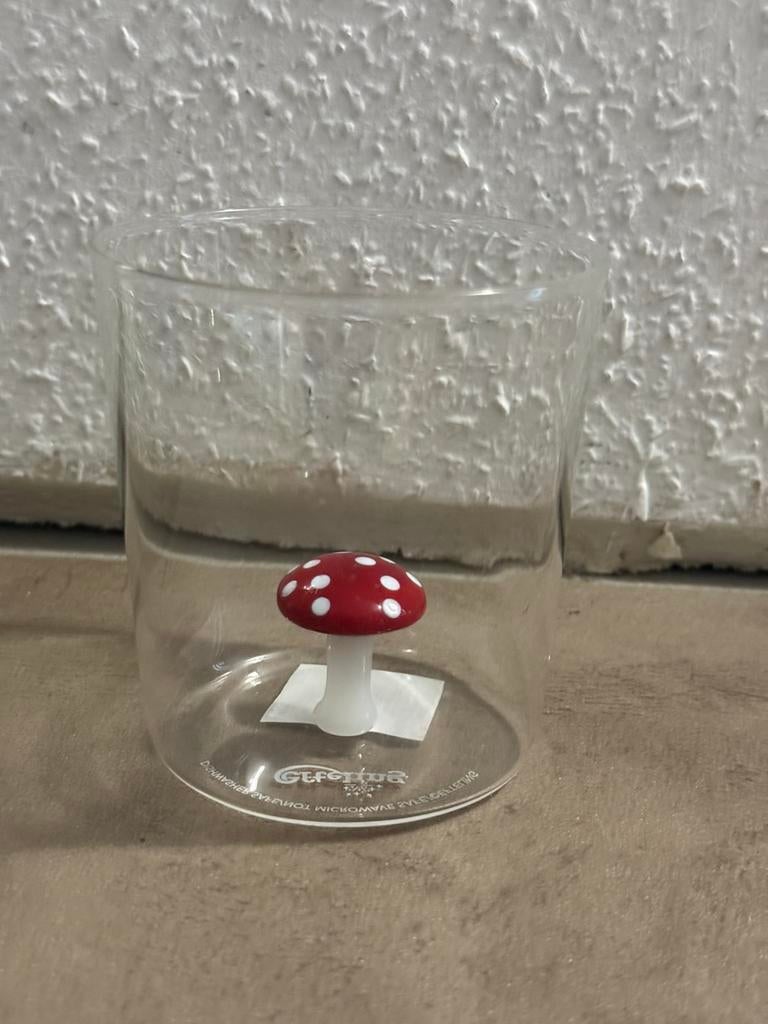 Efteling glas met paddenstoel, Verzamelen, Efteling, Ophalen of Verzenden, Zo goed als nieuw