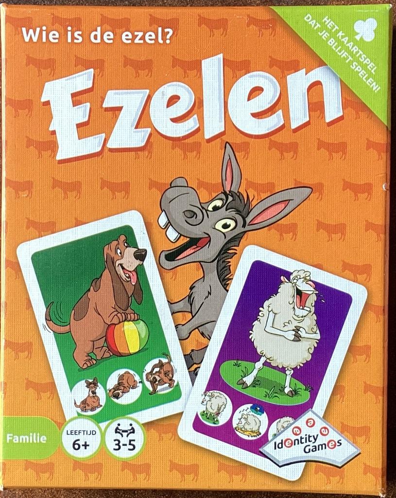 Ezelen - Kaartspel, Hobby en Vrije tijd, Gezelschapsspellen | Kaartspellen, Ophalen of Verzenden, Zo goed als nieuw, Identity Games