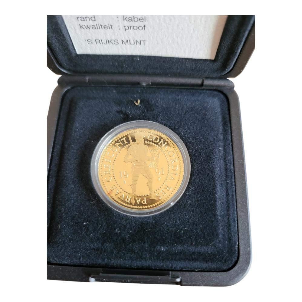 Nederland Gouden Dubbele Dukaat 1991 in cassette, Ophalen of Verzenden, Goud