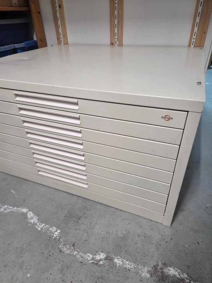 Ladekast tekeningen, Huis en Inrichting, Kasten | Ladekasten, Gebruikt, Minder dan 100 cm, 100 tot 150 cm, 75 cm of meer, Metaal