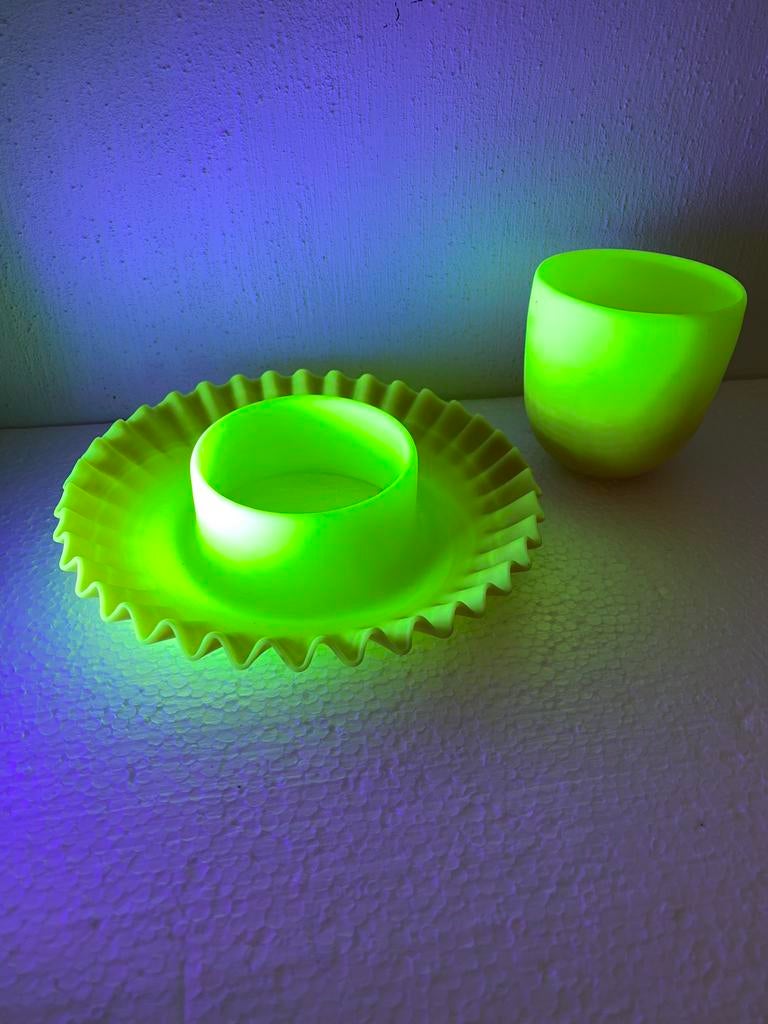 Fairy Lamp van Burmese Uranium glas ontwerp T. Webb, Ophalen of Verzenden