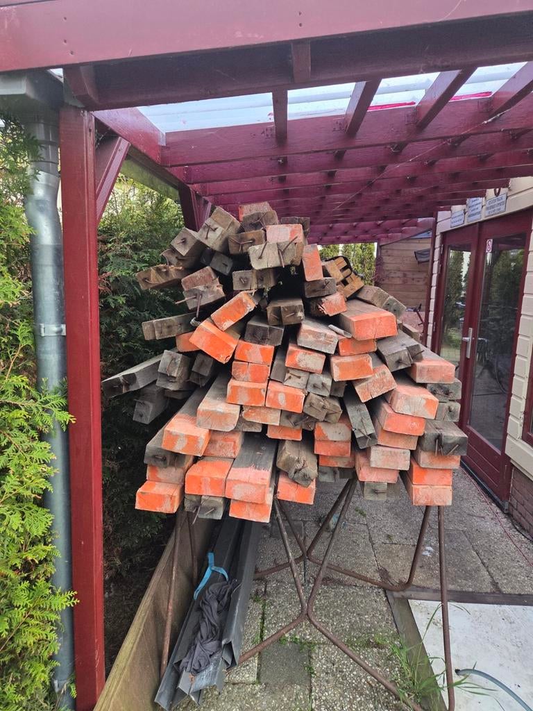 Partij houten balken125x62x2430, Ophalen, Balk, Vuren, 50 mm of meer
