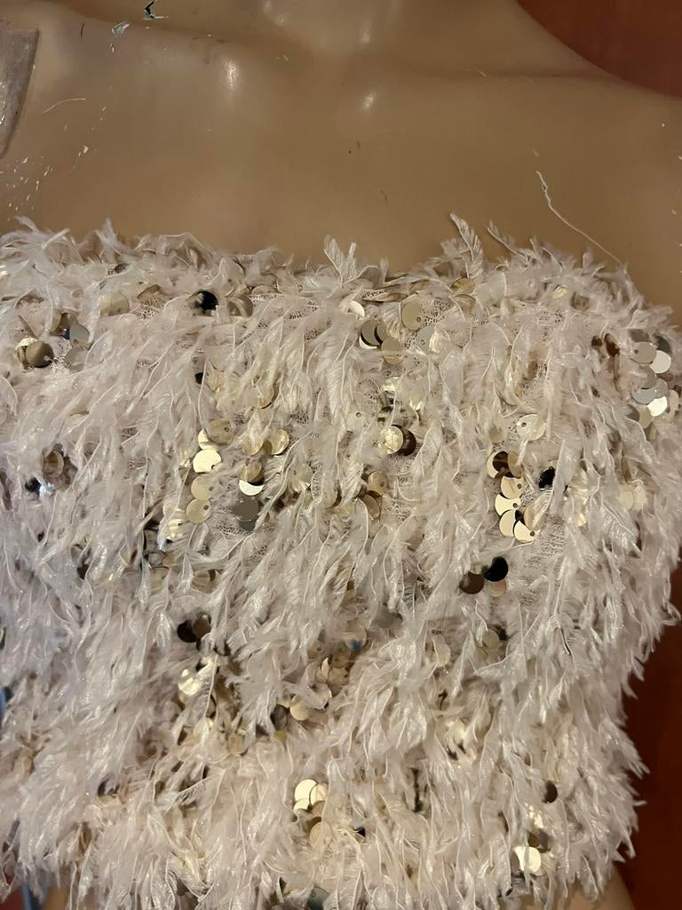 ZARA top met veertjes en lovertjes maat s zgan, Kleding | Dames, Tops, Ophalen of Verzenden, Zo goed als nieuw, Zara, Beige