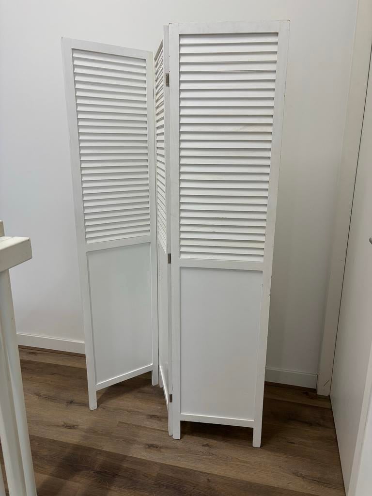 Wit kamerscherm met lamellen, Huis en Inrichting, Woonaccessoires | Kamerschermen, Ophalen, Gebruikt