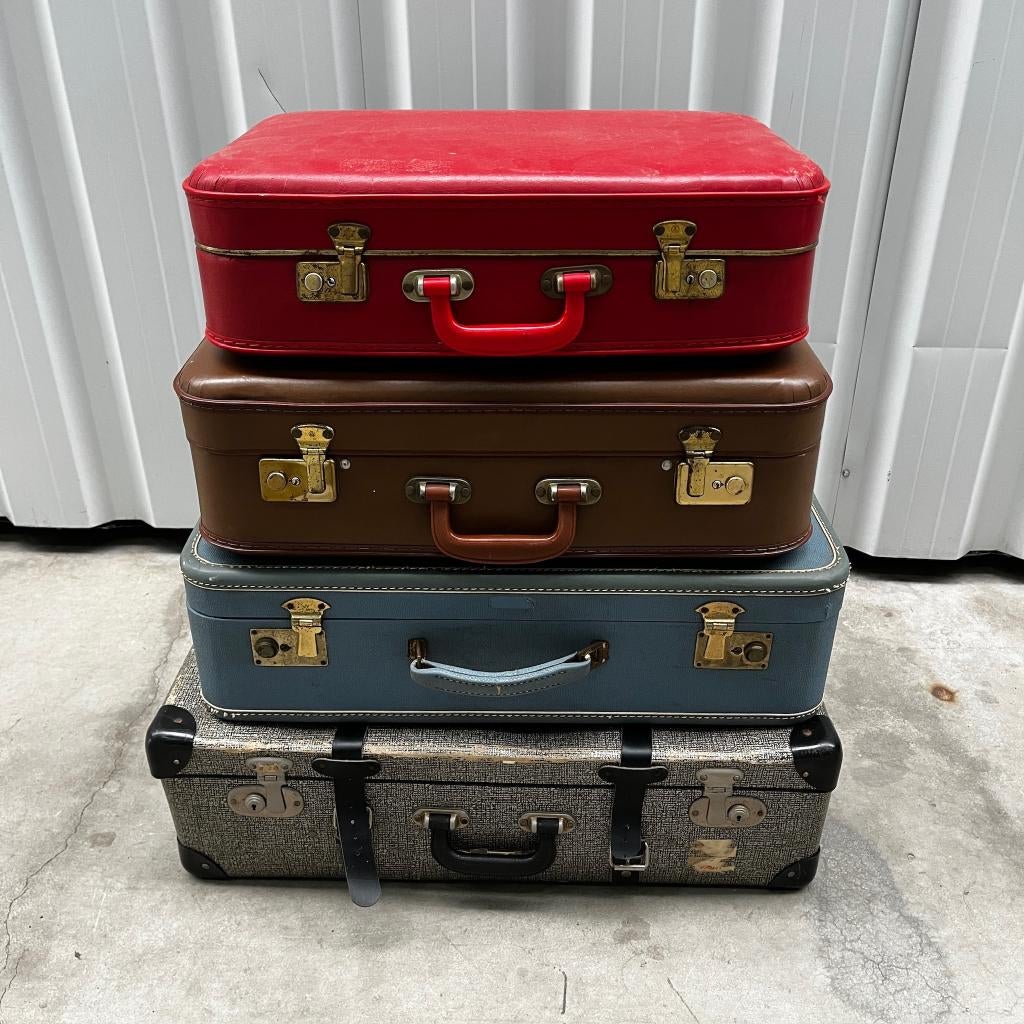 Set van drie vintage koffers, Ophalen, Gebruikt, Overige materialen, 70 cm of meer