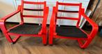 Ikea Poäng stoelen Laag. Rood model., Huis en Inrichting, Stoelen, Ophalen, Zo goed als nieuw, Rood, Twee