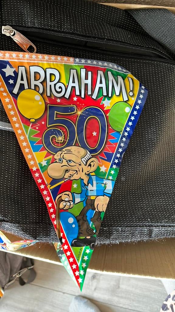 Abraham vlaggen man 50, Hobby en Vrije tijd, Feestartikelen, Ophalen of Verzenden, Zo goed als nieuw, Versiering, Abraham of Sarah