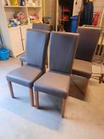 Nette eetkamerstoelen met kunstlederen bekleding grijs, Ophalen, Gebruikt, Vier, Grijs