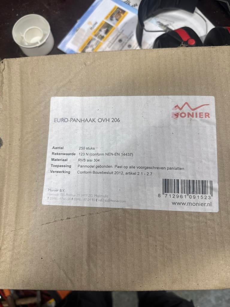 Monier Euro-Panhaak OVH 206 RVS Aisi 304 (250 stuks), Doe-het-zelf en Verbouw, Nieuw, Ophalen of Verzenden, 15 m² of meer, Dakpannen