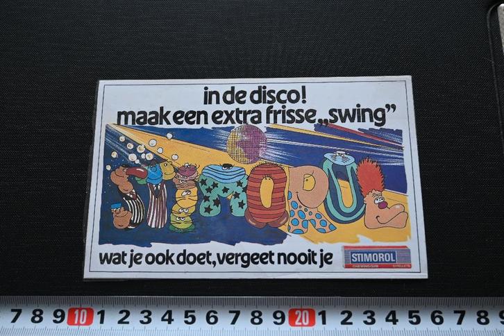 sticker stimorol chewing gum kauwgom strip in de disco, Verzamelen, Stickers, Zo goed als nieuw, Ophalen