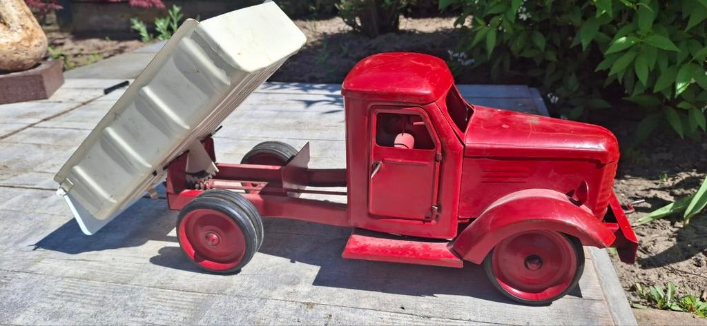 Rode Russische Blikken Stalen Vrachtwagen Kipper Truck 55cm, Ophalen of Verzenden
