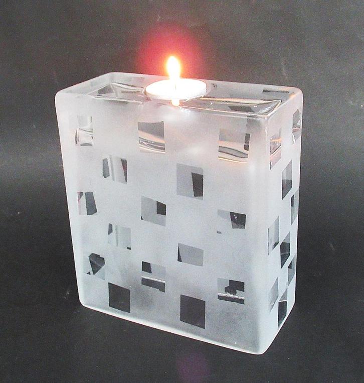 Design wit/mat kristallen vaas waxinelichthouder, Antiek en Kunst, Antiek | Glas en Kristal, Ophalen of Verzenden