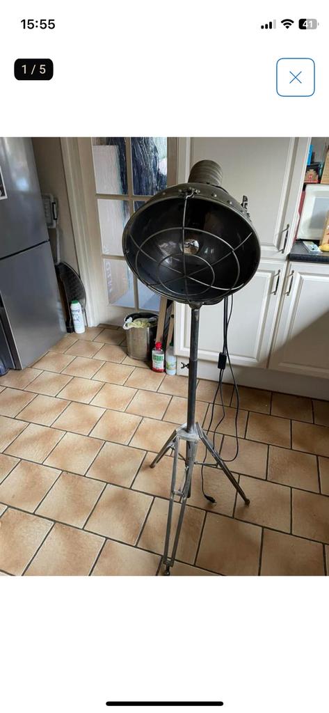 Industriële vloerlamp, Ophalen, Zo goed als nieuw, Minder dan 100 cm, Metaal