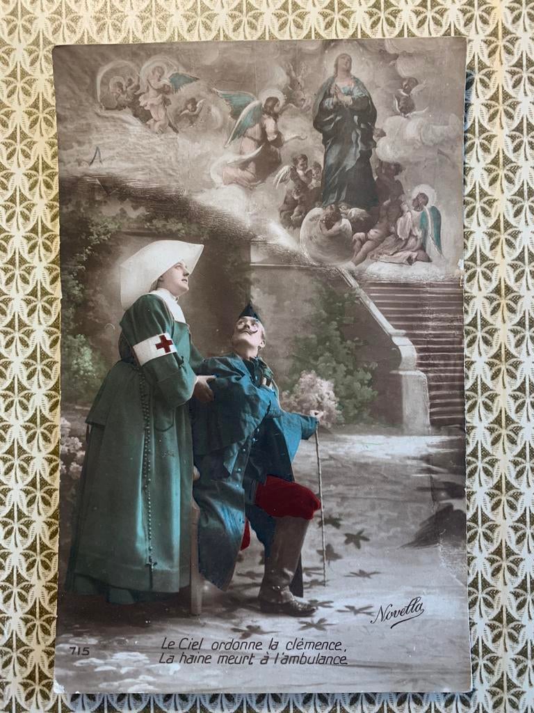 Militair, soldaat met verpleegster - WO1 (ME), Verzamelen, Ophalen of Verzenden, Voor 1920, Ongelopen, Overige thema's