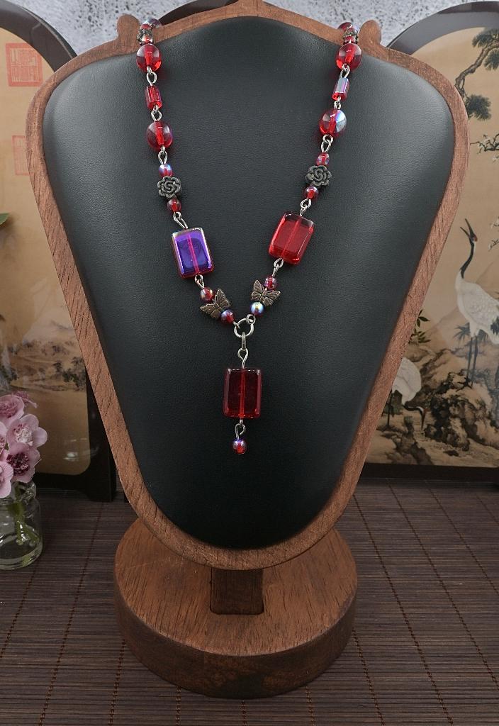 Vintage; Tsjechische glaskralen ketting - AL.P12.D3/14, Sieraden, Tassen en Uiterlijk, Kettingen, Verzenden, Zo goed als nieuw