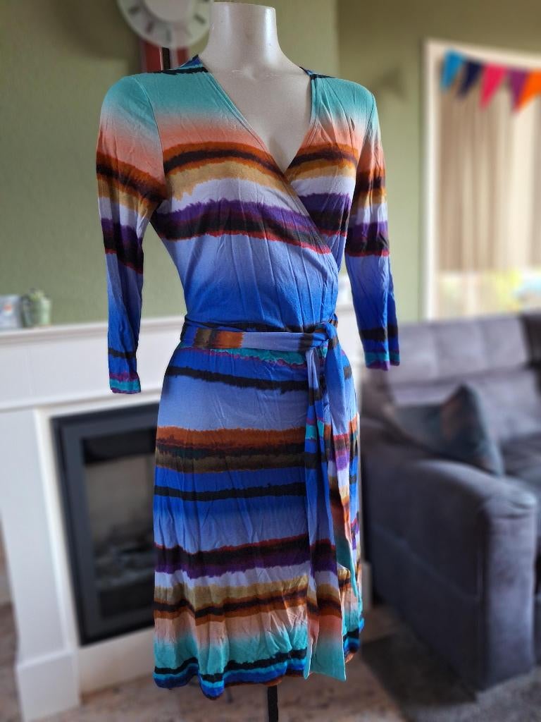 Caroline Biss kleurrijke wikkel jurk 44, Overige kleuren, Verzenden, Maat 42/44 (L), Knielengte