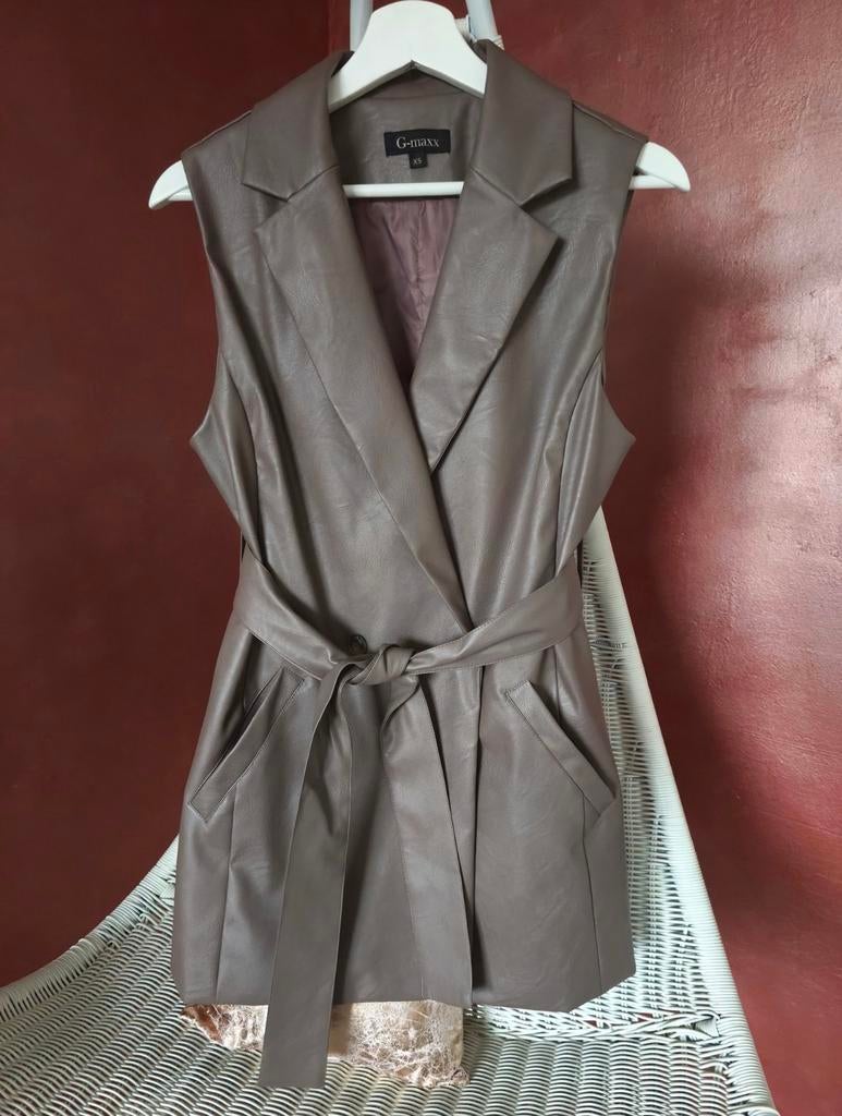 G-maxx - Gilet bodywarmer taupe - mt xs, Bruin, Verzenden, Zo goed als nieuw, Maat 34 (XS) of kleiner