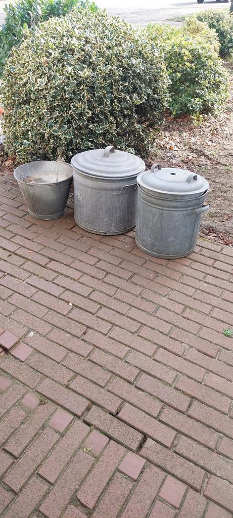 3 zinken emmers twee met deksels, Gebruikt, Minder dan 30 cm, Rond, Ophalen of Verzenden