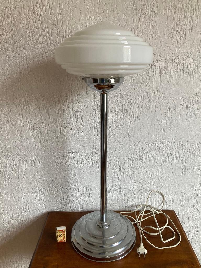 Gispen lage vloerlamp opaal wit glas melkglas metalen voet, Huis en Inrichting, Ophalen of Verzenden, Zo goed als nieuw, Glas
