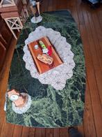 salontafel, Ophalen, Overige materialen, 100 tot 150 cm, Rustiek notenhout met groenmarmor