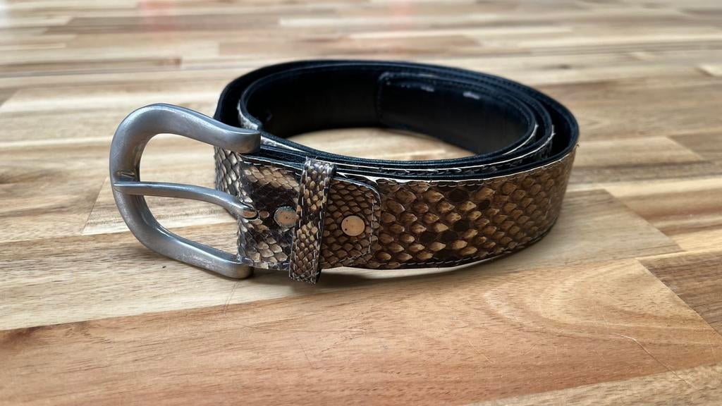 Vintage snake look leren riem maat 36, Kleding | Heren, 95 tot 105 cm, Bruin, Verzenden, Riem of Ceintuur