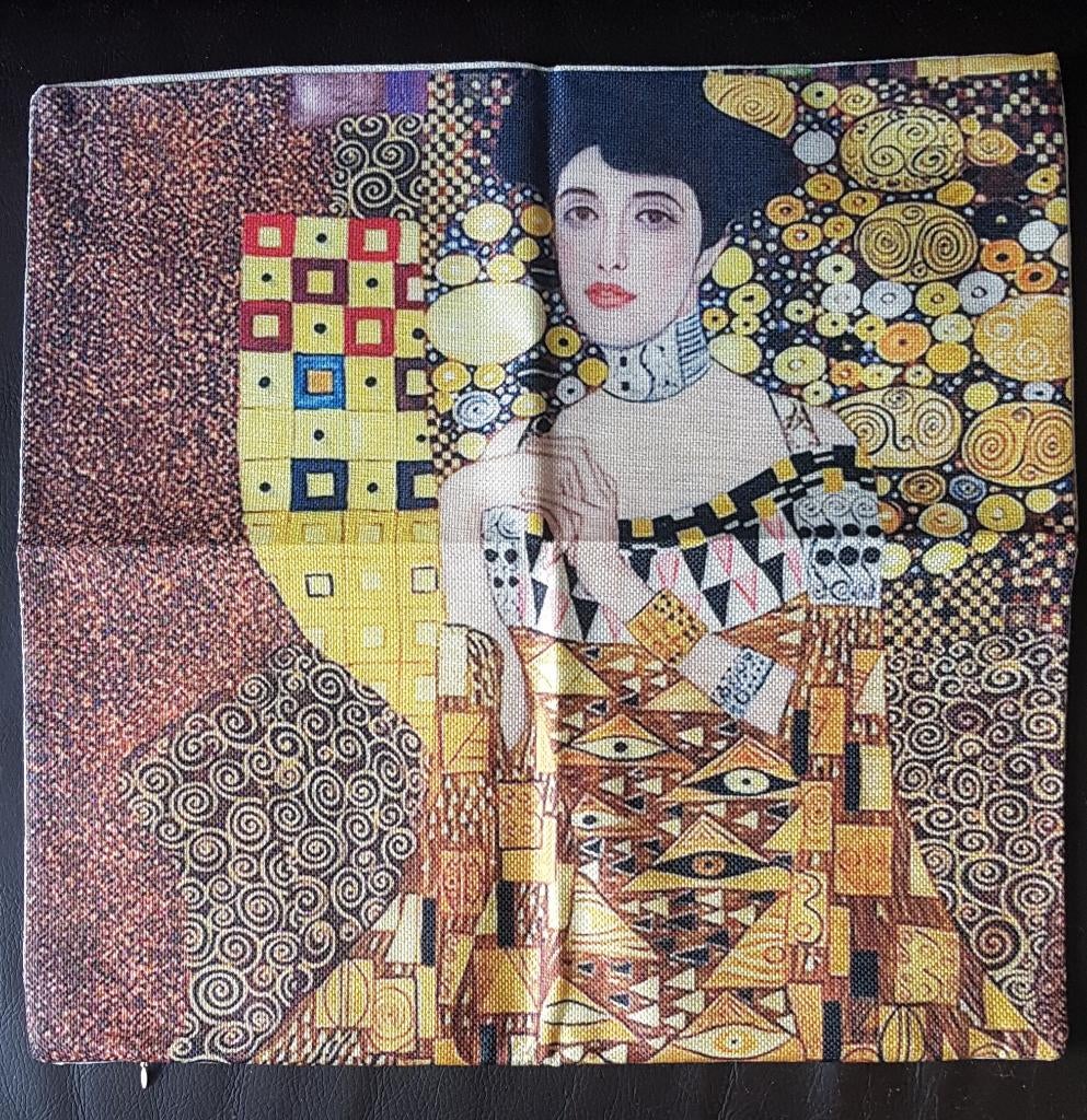 Nieuw, kussenhoes, Gustav Klimt, vrouw, 2 armbanden, 45 / 45, Ophalen of Verzenden, Nieuw, Overige kleuren, Vierkant