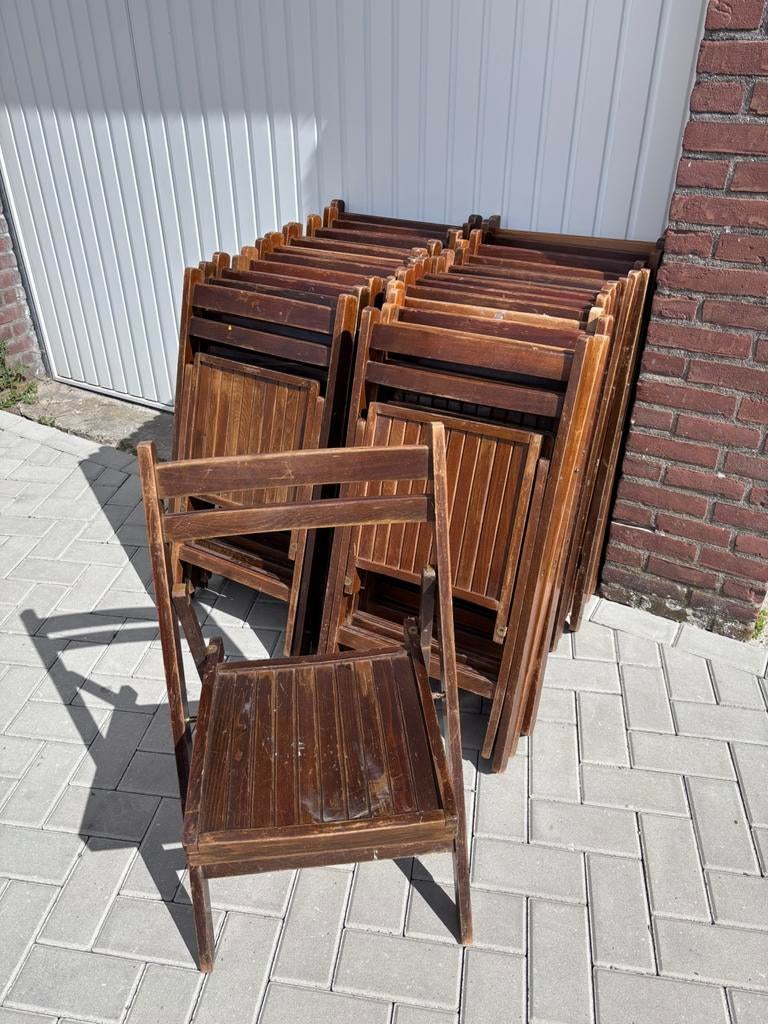Grote partij houten klapstoelen, Ophalen, Gebruikt, Bruin, Onbekend