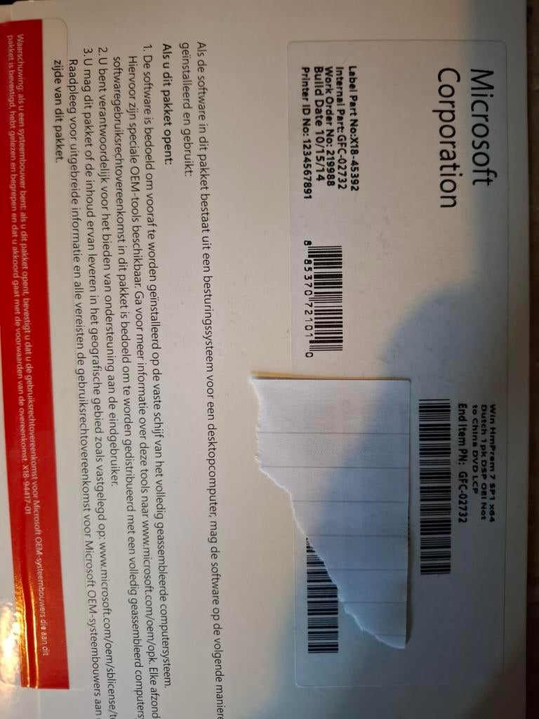 Microsoft Windows 7 SP1 x64 OEM DVD (Nederlands), Computers en Software, Besturingssoftware, Ophalen of Verzenden