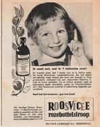 Retro reclame 1962 Roosvicee siroop meisje weet 't wel, Verzamelen, Retro, Verzenden, Overige typen