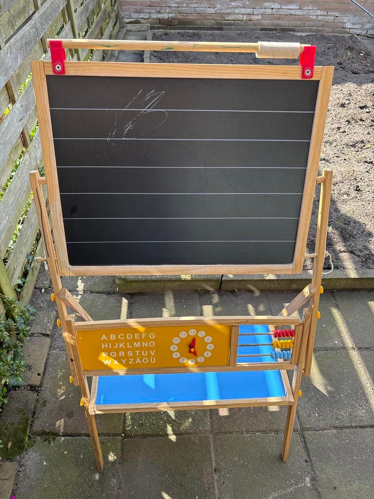 Houten schoolbord met telraam en klok, Ophalen of Verzenden, Gebruikt, Knutselen