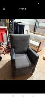 Comfortabele stoel grijs met leer, Ophalen of Verzenden, 75 tot 100 cm, Leer, 50 tot 75 cm