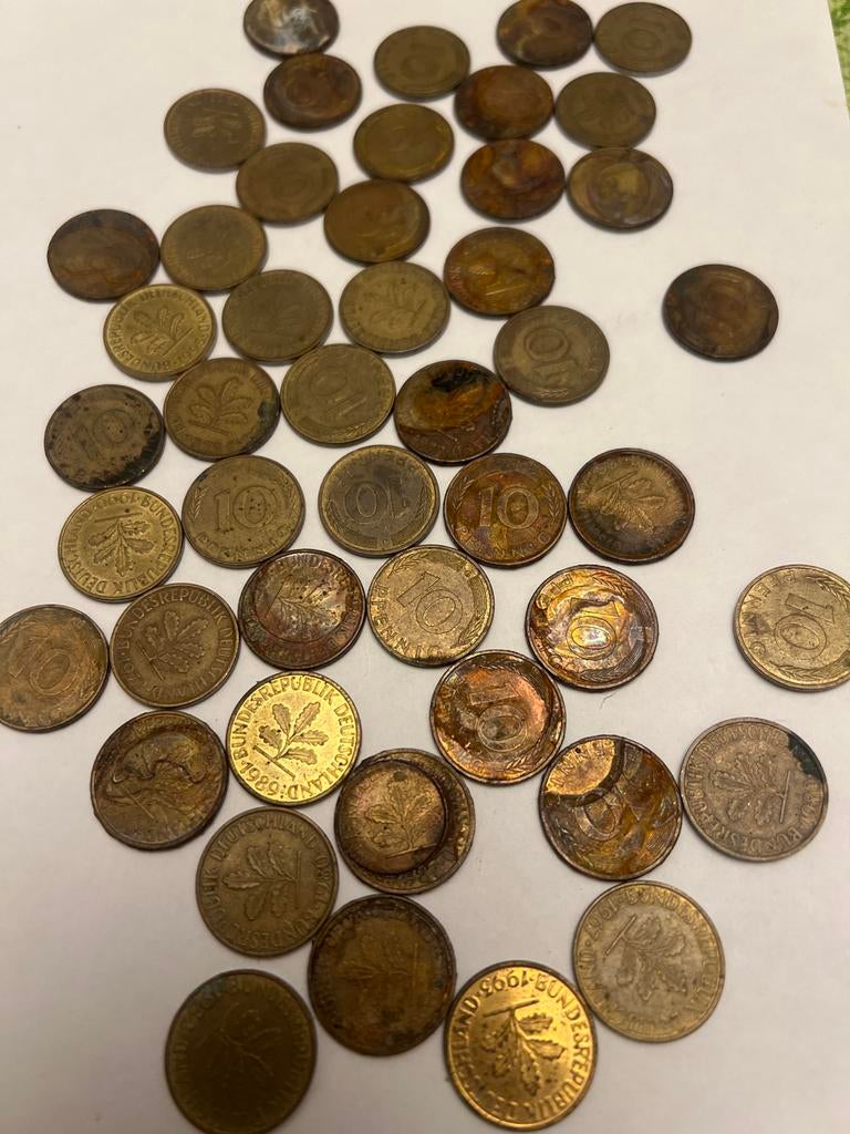 46x 10 Duitse Pfennig munten - Diverse jaren, Postzegels en Munten, Munten | Europa | Niet-Euromunten, Ophalen, Duitsland, Setje