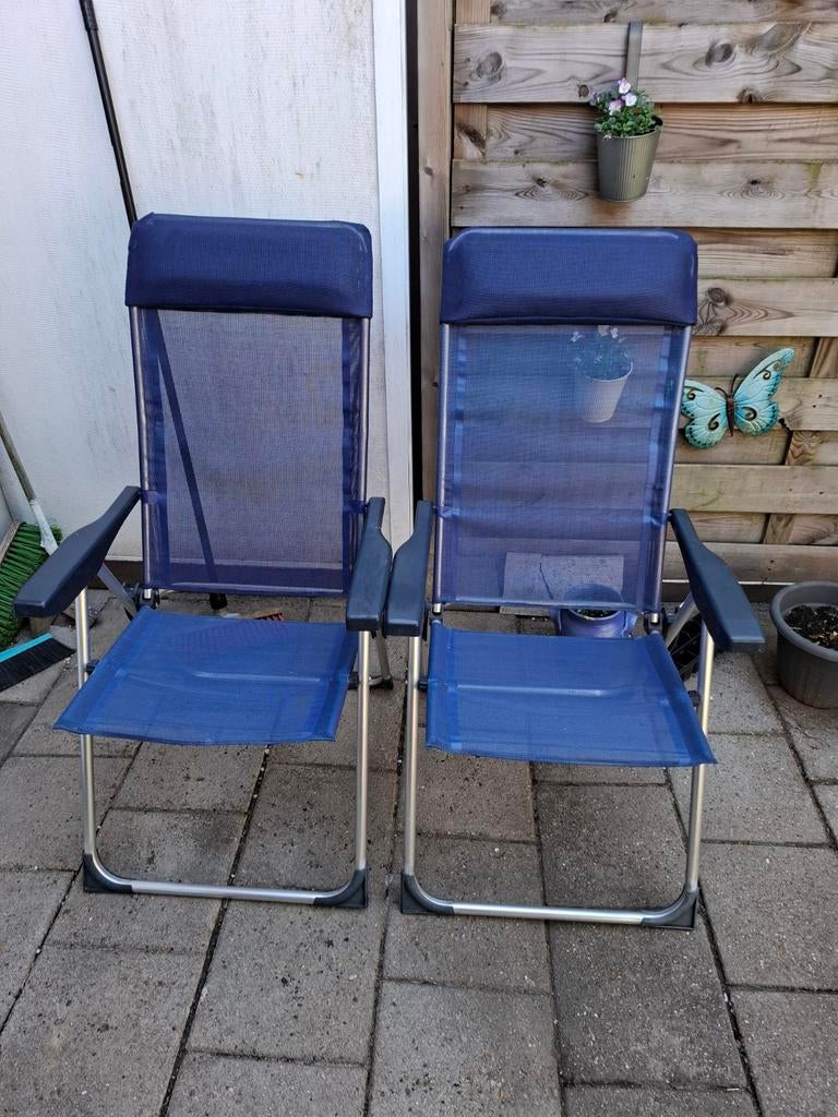 2 goede standenstoelen, Tuin en Terras, Tuinstoelen, Ophalen, Aluminium, Inklapbaar