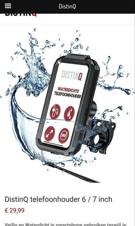 DistinQ Waterdichte Telefoonhouder 6/7 inch, Ophalen of Verzenden, Zo goed als nieuw, Fiets