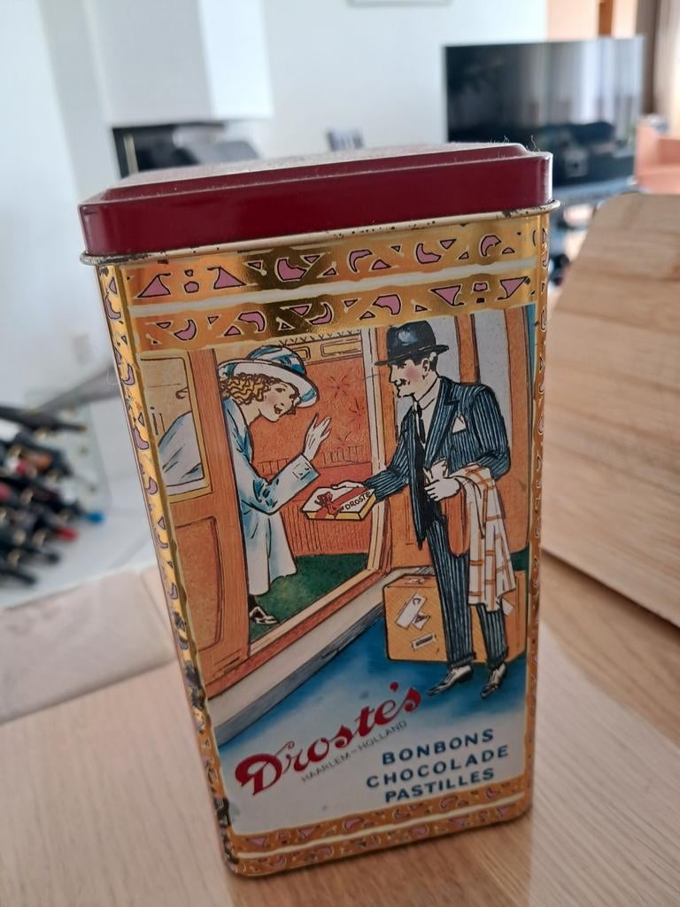 Droste oud blik, Verzamelen, Blikken, Ophalen of Verzenden