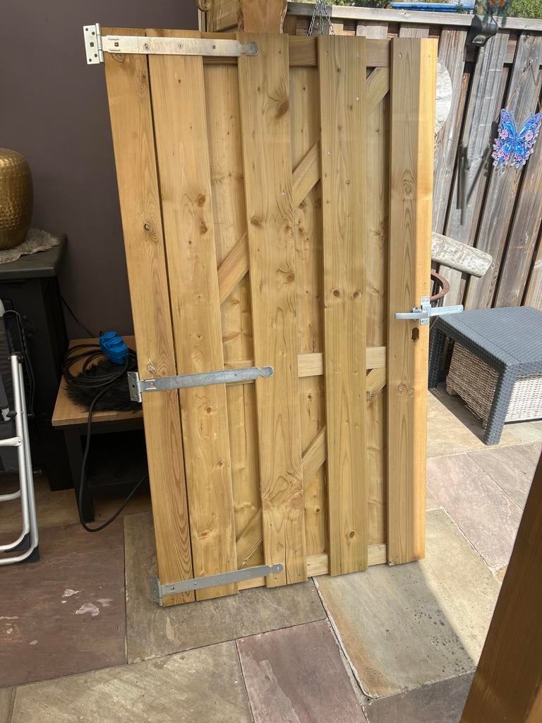 Tuindeur van hout, Met poort, Gebruikt, Ophalen of Verzenden, Tuinhek