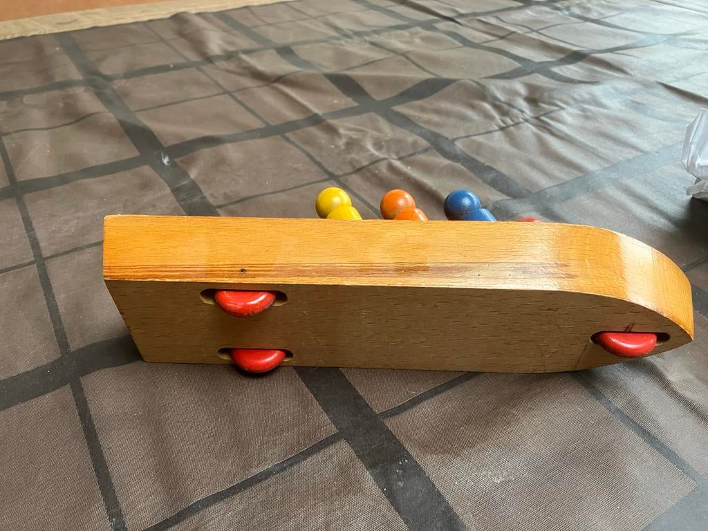 Nooitgedagt Houten Boot met 6 Passagiers - Vintage Speelgoed, Ophalen of Verzenden, Gebruikt, Rij- of Hobbelspeelgoed