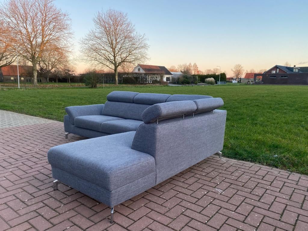 Montel  Urban Grijze Stoffen Hoekbank – Gratis Levering NL, Hoekbank, 75 tot 100 cm, Ophalen of Verzenden, Zo goed als nieuw