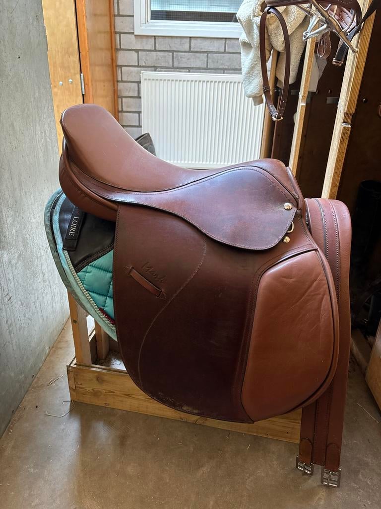 Cognac springzadel met hoofdstel, Ophalen of Verzenden, Gebruikt, Springen